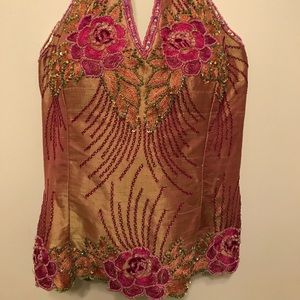 Silk Rose Gold Beaded Top